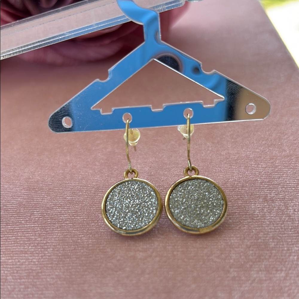 Circle Pave Glitter Sparkle Drop Earring NEW